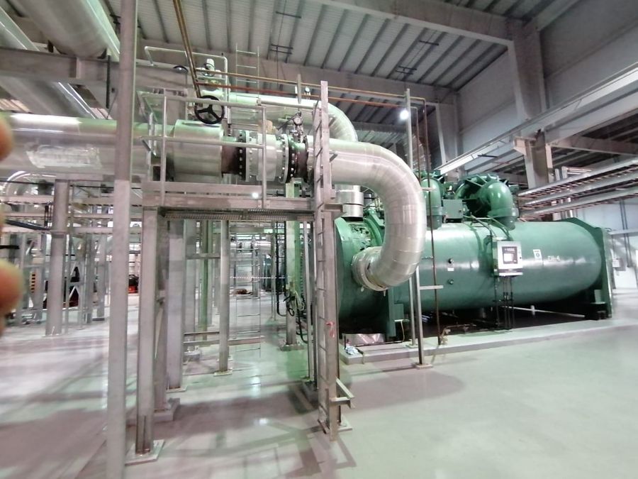 Chiller plant hall with chillers and inlet piping, KAUST