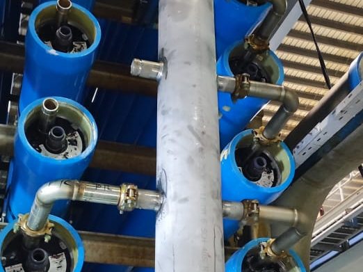 Installed stainless steel header on the R.O plant rack, KAUST