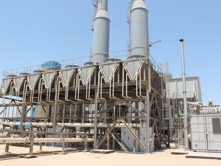 Power plant exhaust stacks and radiator coolers, Rabigh