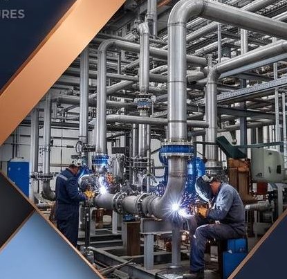 Welders installing an industrial piping system